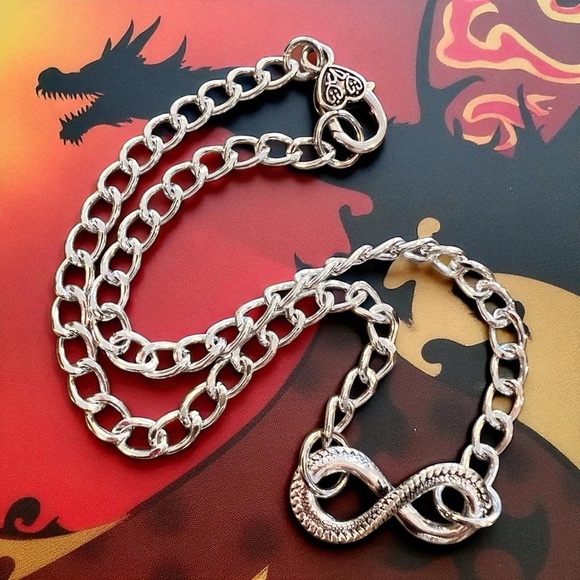 Dragons Tail SilverToned Infinity Symbol Pendant Necklace DND Inspired 19” - Picture 9 of 17